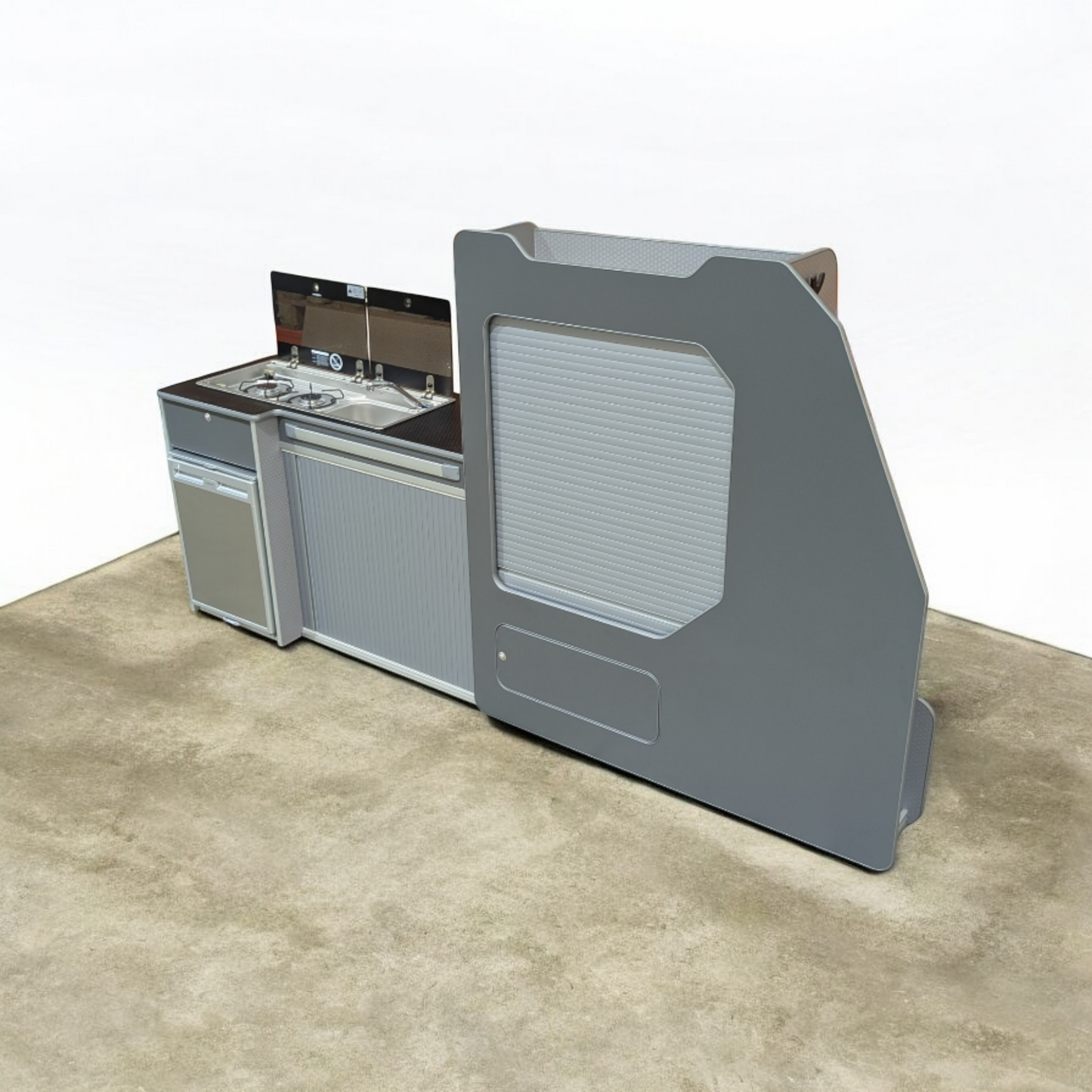 Carbon grey modular campervan system kitchen unit