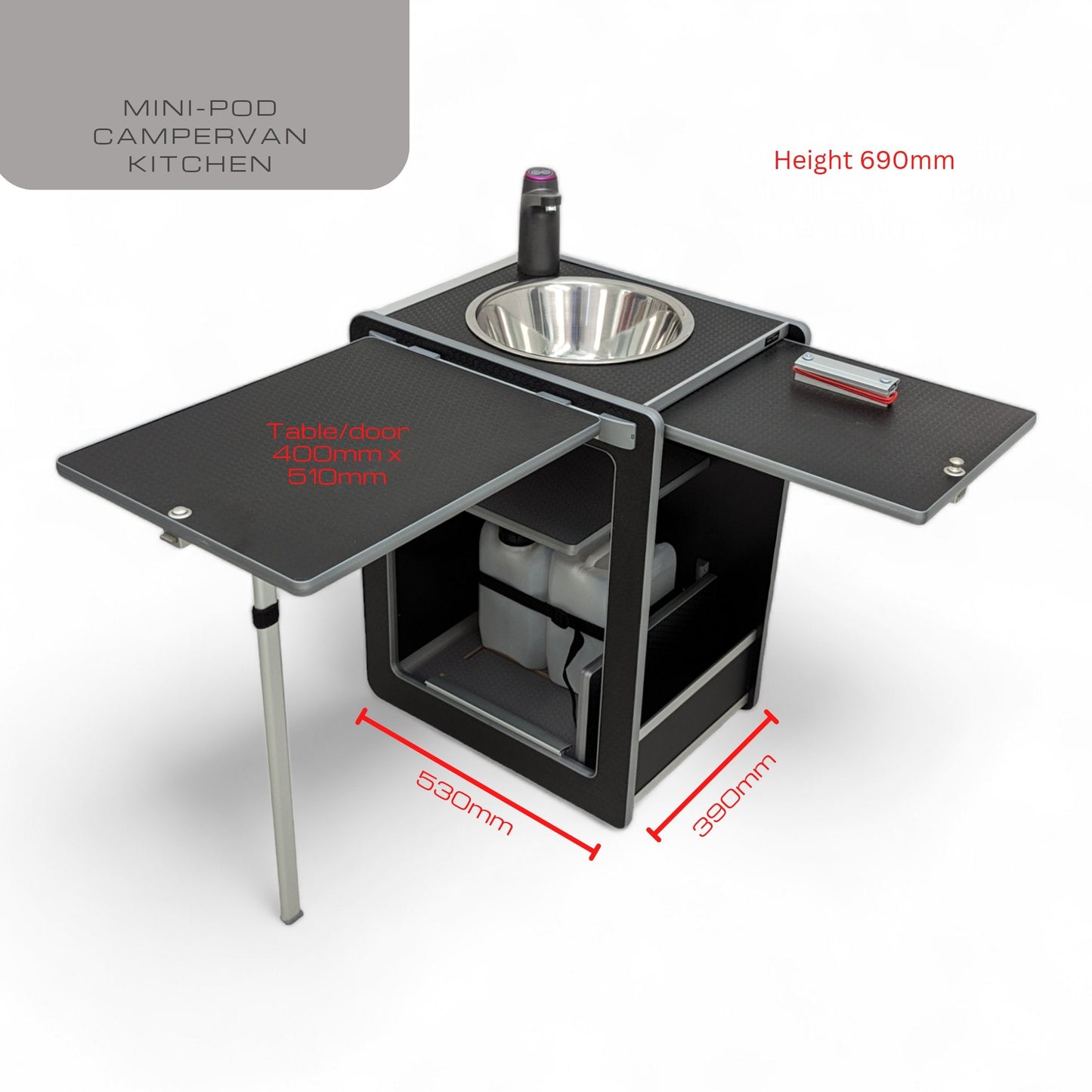 Vangear Mini - Pod Campervan Kitchen Pod (NEW Carbon Grey) gen2.2 - Vangear UK