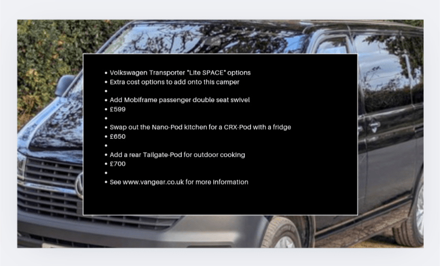 Volkswagen 2021 Transporter T6.1 Campervan with a Vangear "LITE SPACE" conversion - Vangear UK