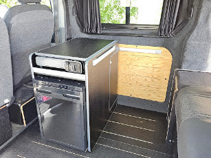 IN STOCK Vangear stove CRX-Pod 3.0 campervan kitchen fridge pod - Black with dark grey trim  (fridge not included)