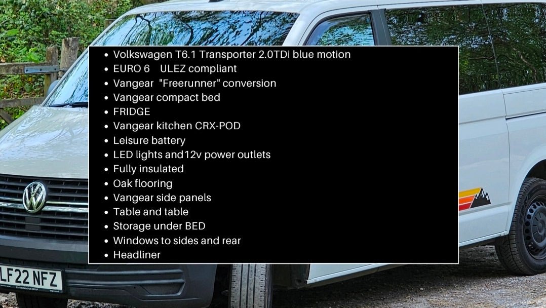 FOR SALE 2022 Volkswagen T6.1 Transporter - Vangear "FREERUNNER" campervan conversion (Full width bed - twin berth) - Vangear UK