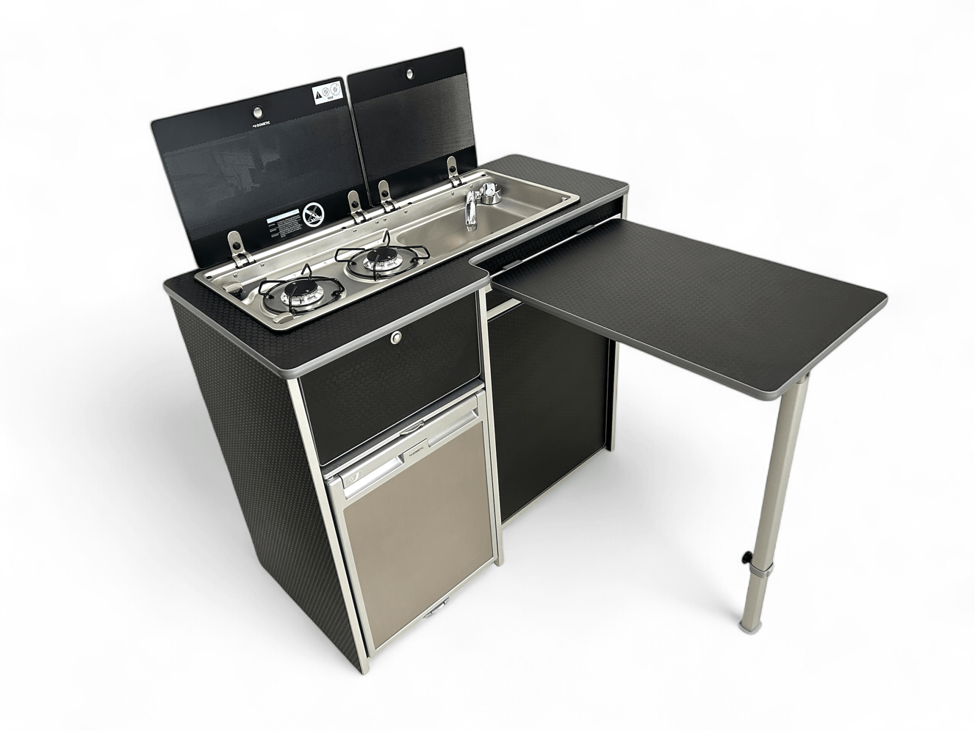 IN STOCK Fridge - Pod 50L campervan kitchen by Vangear (NOT including fridge) - Black Hex - Hinged Door - Vangear UK