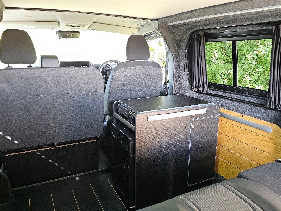IN STOCK Vangear stove CRX-Pod 3.0 campervan kitchen fridge pod - Black with dark grey trim (fridge not included) - Vangear