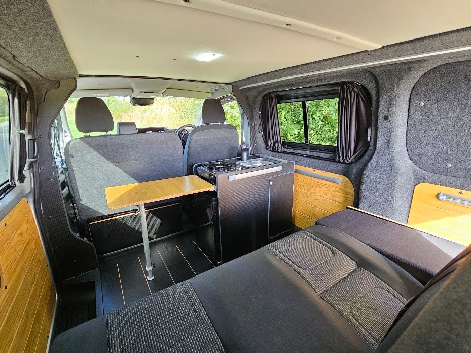 IN STOCK Vangear stove CRX-Pod 3.0 campervan kitchen fridge pod - Black with dark grey trim (fridge not included) - Vangear UK