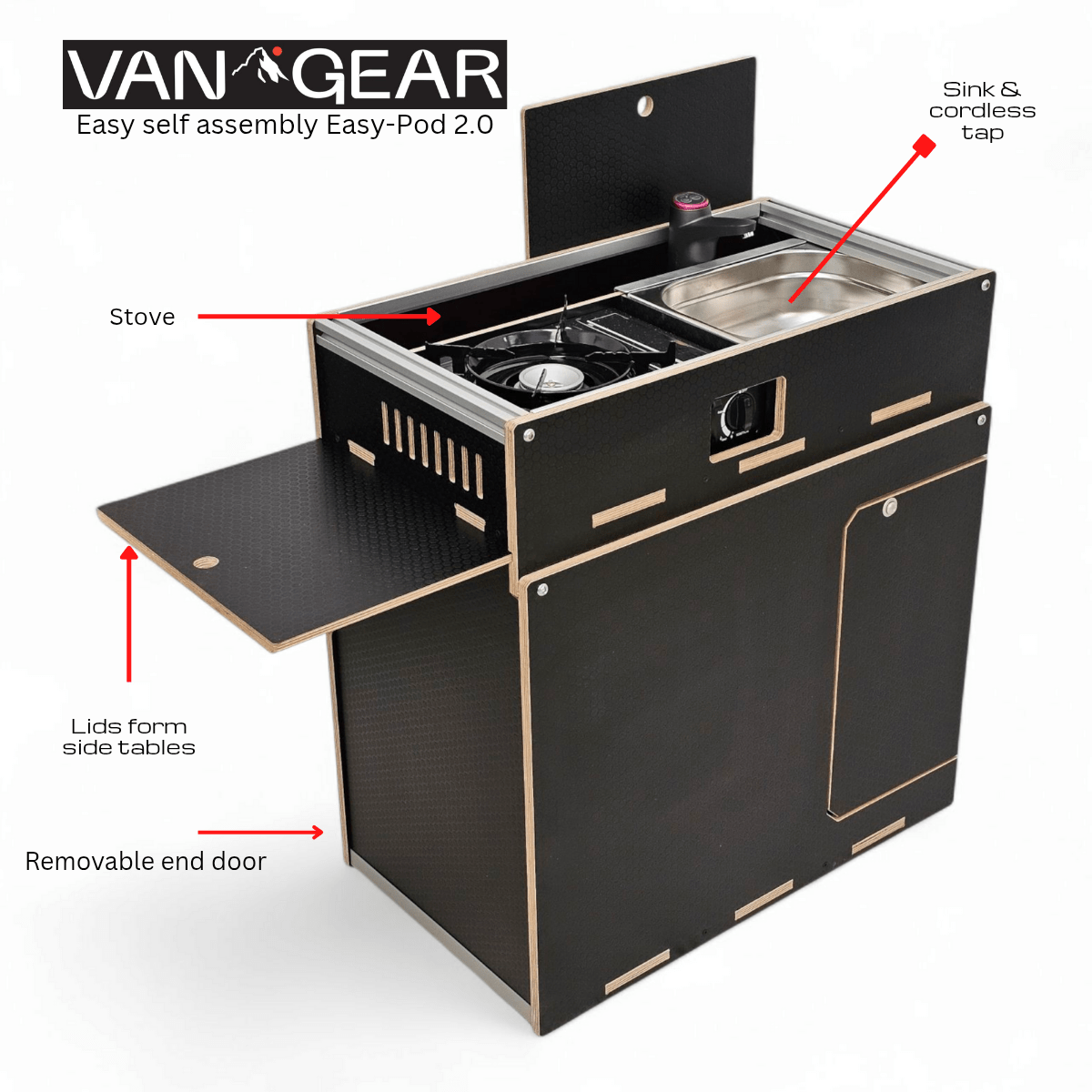 NEW Vangear Easy - Pod 2.0 self assembly campervan kitchen - Storage version - Vangear UK