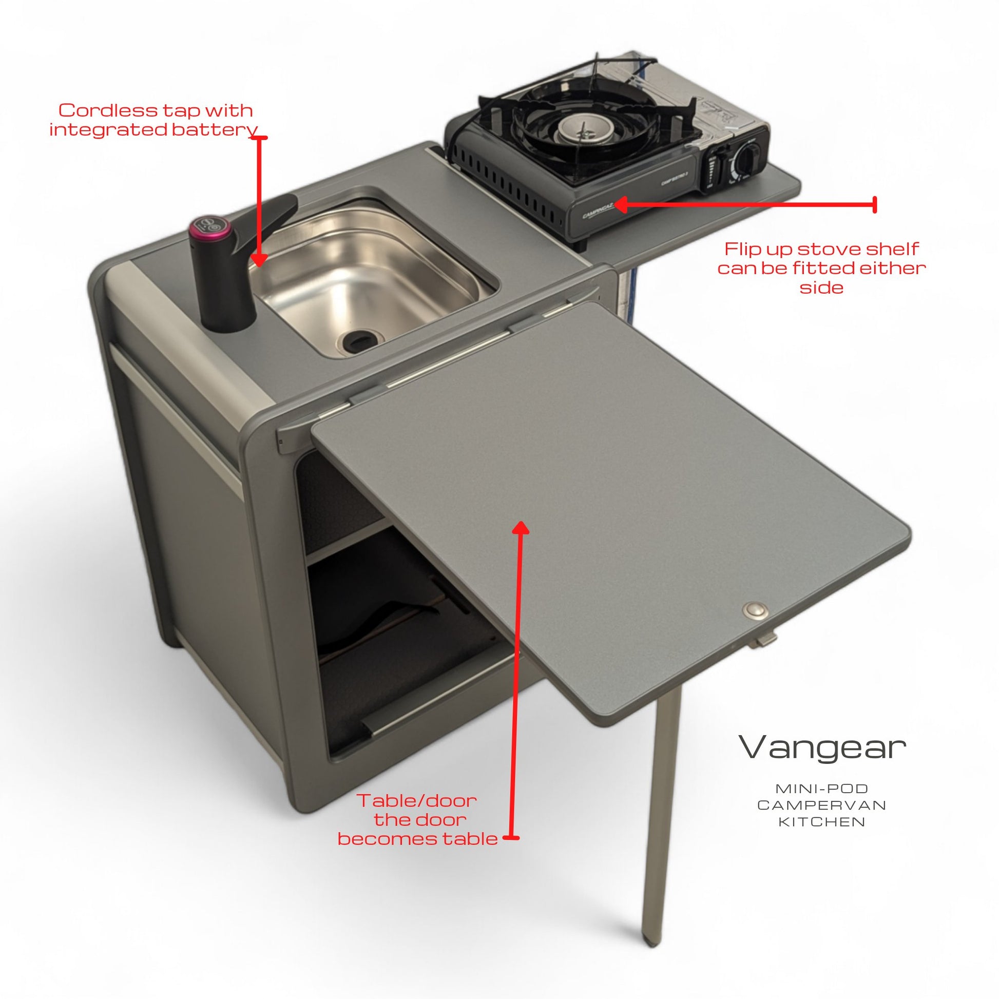 NEW Vangear Mini - Pod 2.2 Campervan Kitchen Pod (Black) NEW 2.2 - Vangear UK