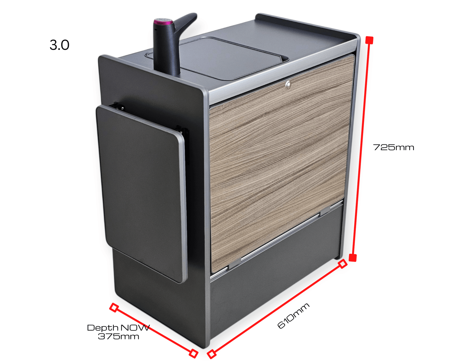 NEW Vangear Nano - Pod Campervan Kitchen NEW 3.0 Black or Carbon Grey - Vangear UK
