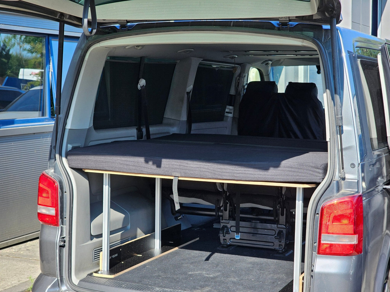 NEW Volkswagen Siesta Bed 2.0 campervan Bed for 3rd row seats (LWB) Transporter or Shuttle T5 T6 T6.1 - Vangear UK