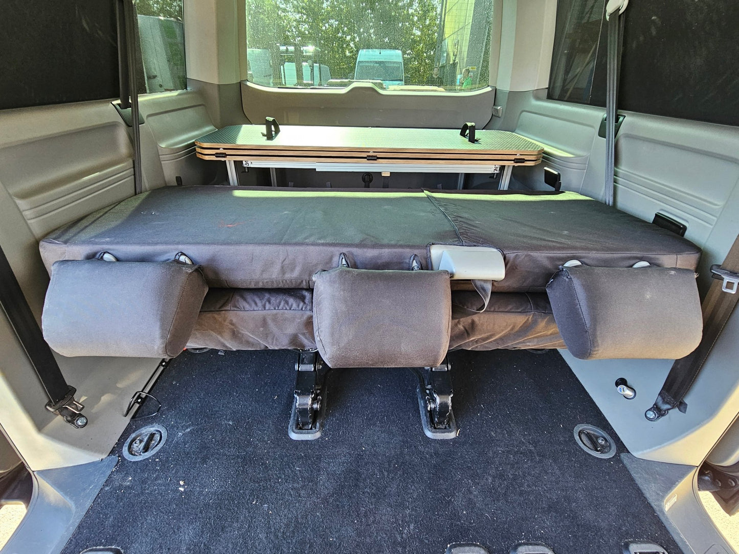 NEW Volkswagen Siesta Bed 2.0 campervan Bed for 3rd row seats (LWB) Transporter or Shuttle T5 T6 T6.1 - Vangear UK