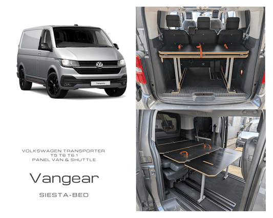 SEPT SALE Volkswagen - Siesta Bed 2.0 campervan Bed for factory seats VW Transporter (SWB) (INCLUDING MATTRESS) - Vangear UK