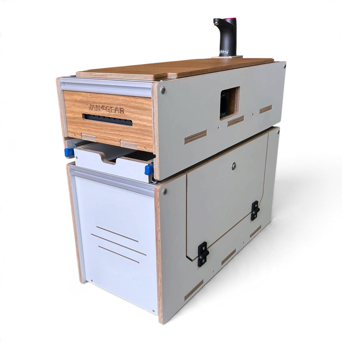 Vangear Caddy-Pod 2.0 sliding campervan kitchen - Limited Edition White and Oak - Vangear UK
