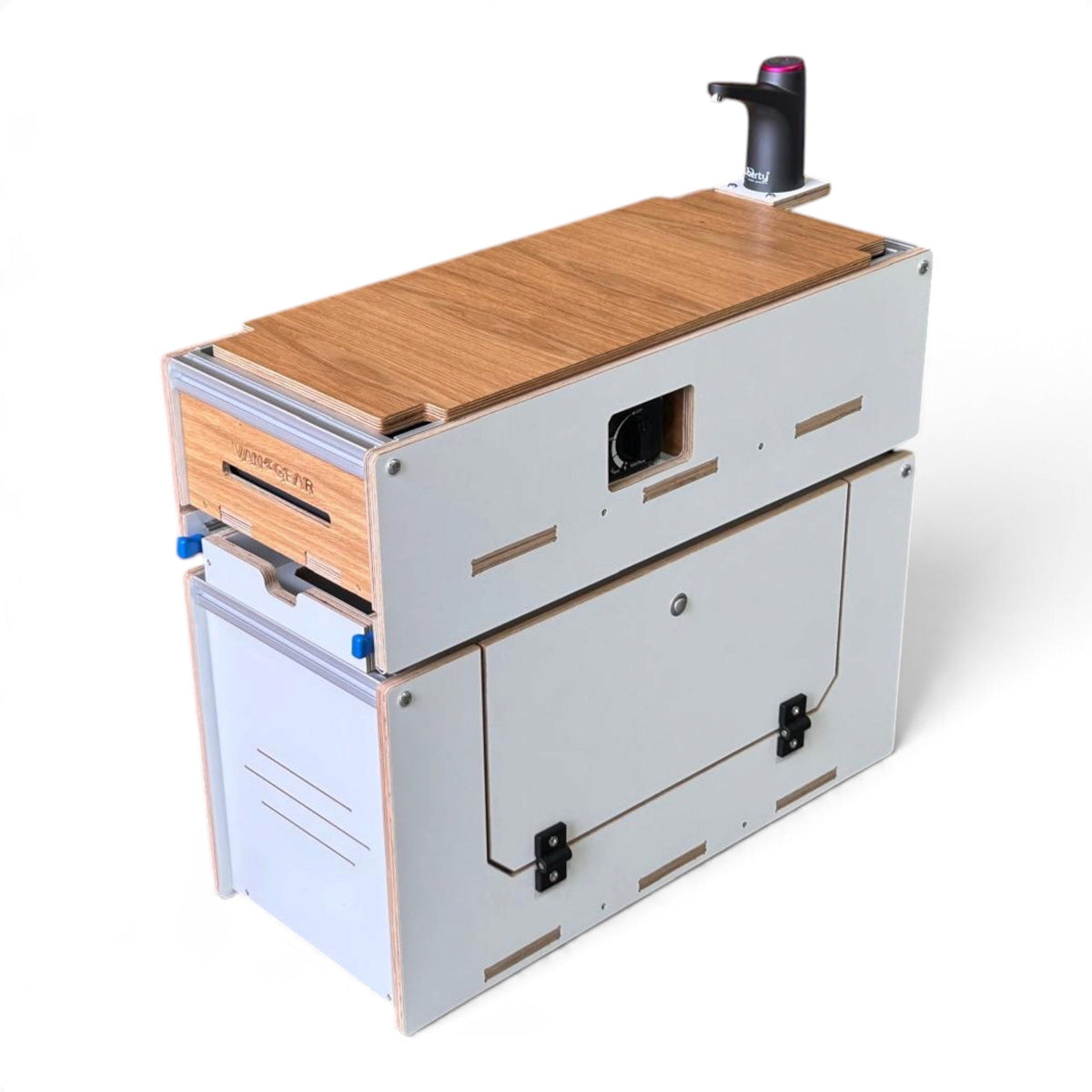 Vangear Caddy-Pod 2.0 sliding campervan kitchen - Limited Edition White and Oak - Vangear UK