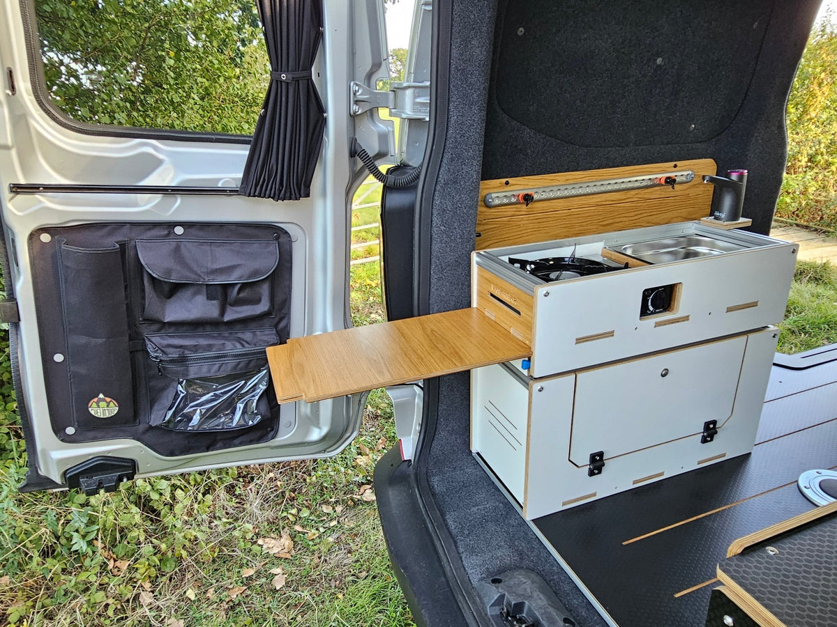 Vangear Caddy-Pod 2.0 sliding campervan kitchen - Limited Edition White and Oak - Vangear UK