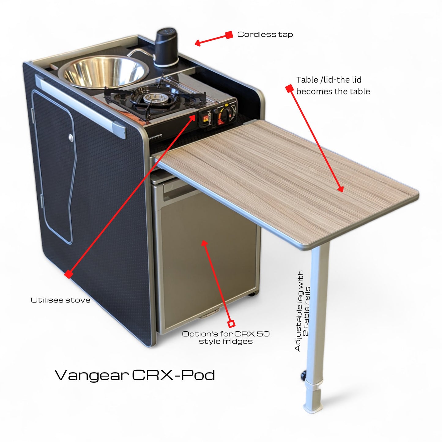 Vangear CRX-Pod campervan fridge pod (Grey) - Vangear UK