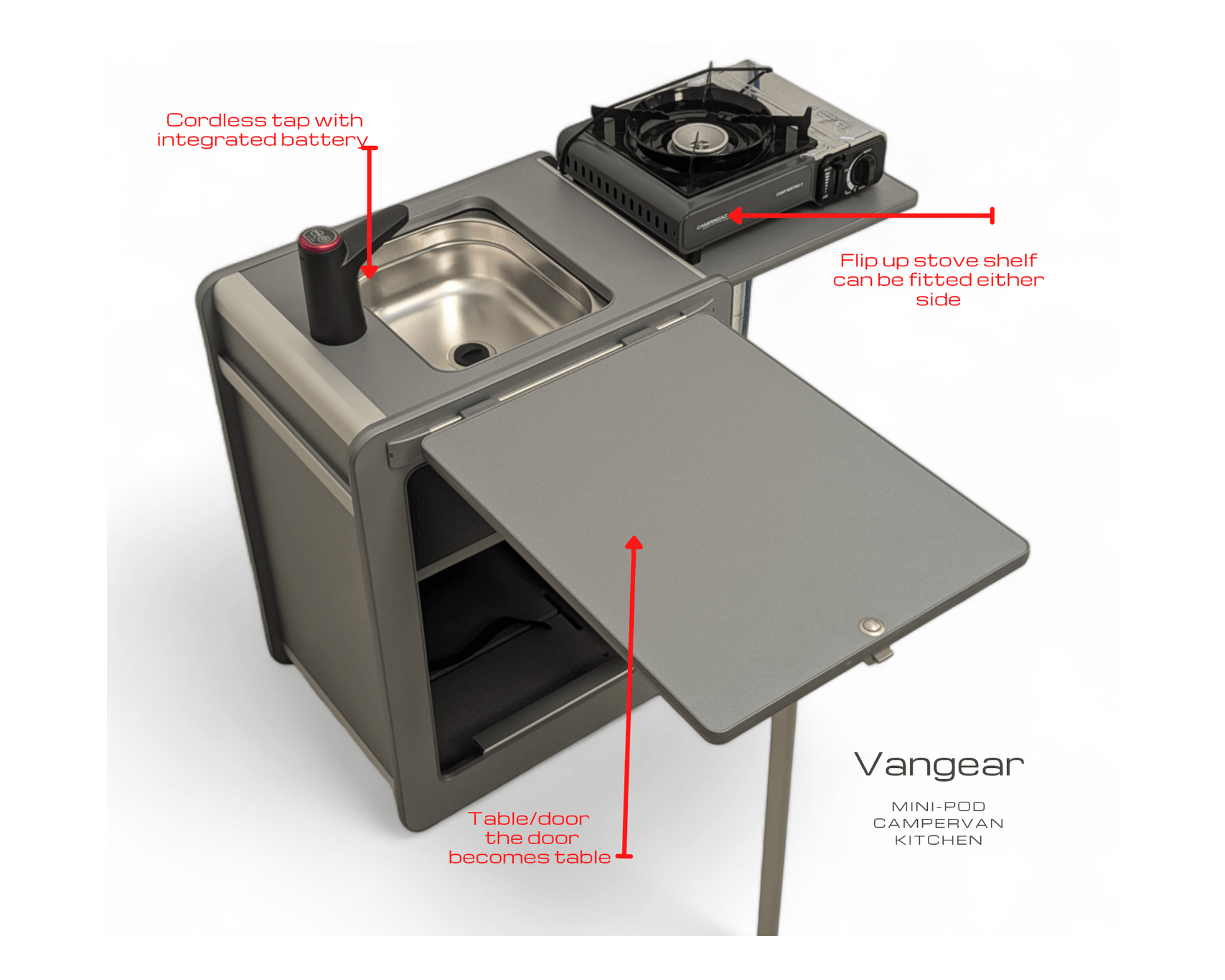 Vangear Mini - Pod 2.2 Campervan Kitchen Pod (Black) NEW 2.2 - Vangear UK