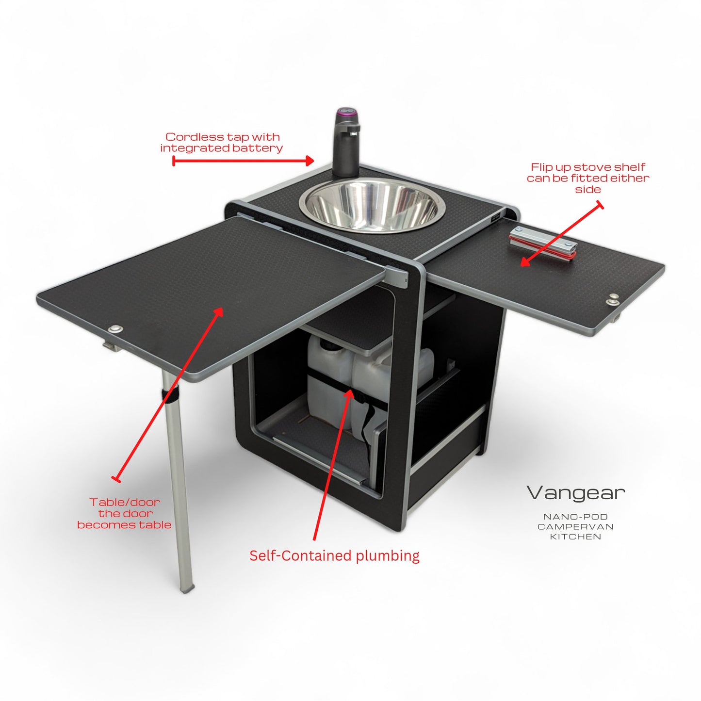 Vangear Mini-Pod Campervan Kitchen Pod (Black) gen2.1 - Vangear UK