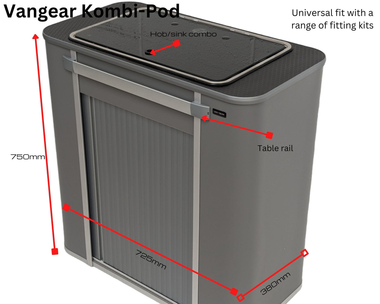 Vangear Kombi-Pod Campervan kitchen unit (Black) - Vangear UK