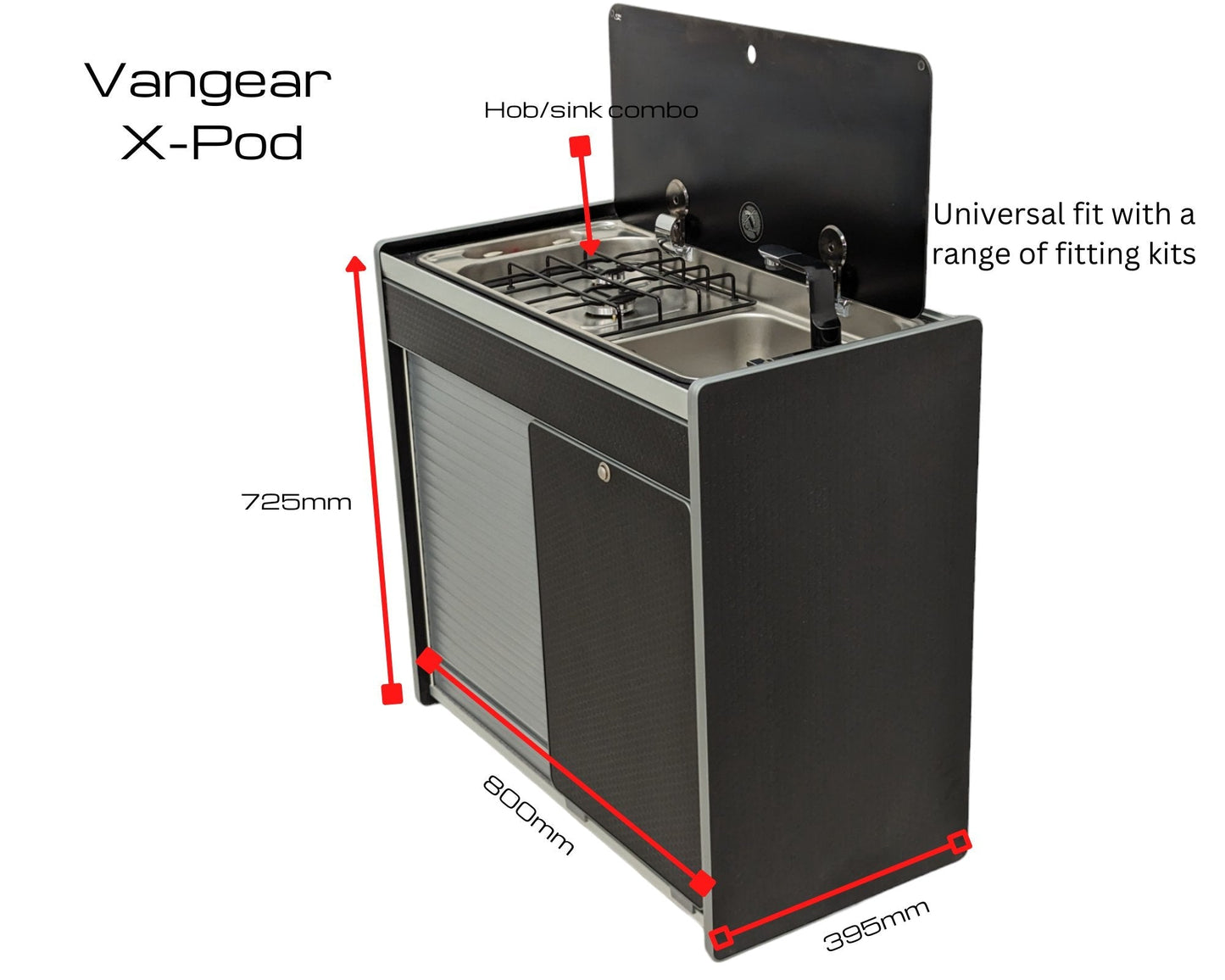 Vangear X-Pod (Gen2) Campervan kitchen (Black) - Vangear UK